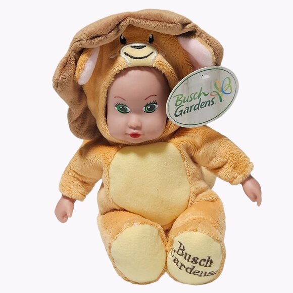 Busch Gardens Baby Doll Lion Costume 10 Inch Plush Stuffed Animal Toy Green Eyes - Picture 1 of 6